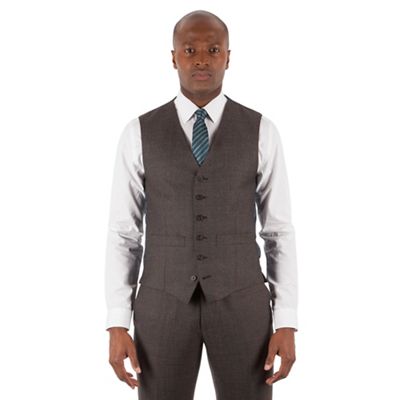 Grey puppytooth 6 button tailored fit suit waistcoat